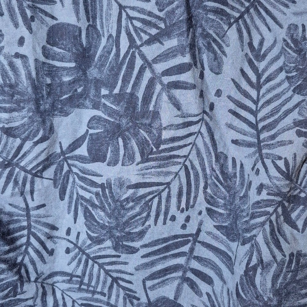 Gap Hawaiian blue linen short sleeve button shirt monsterra‎ leaf mens small - Picture 9 of 15